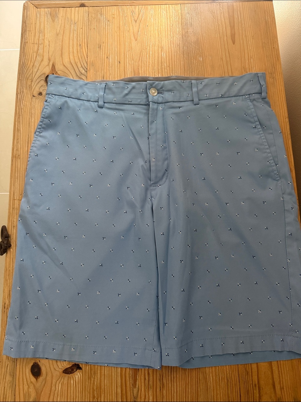 Walter Hagen Light Blue Micro-Print Flat Front Golf Shorts